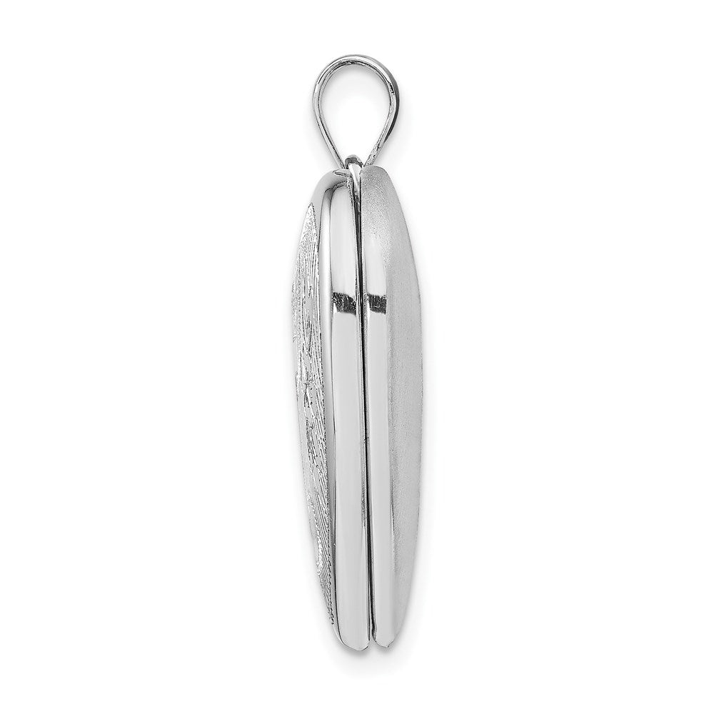 Sterling Silver Rhodium-plated 24mm D/C Cross Heart Locket
