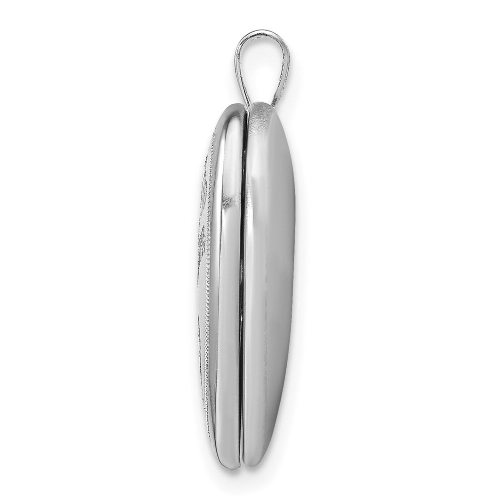 Sterling Silver Rhodium-plated 20mm D/C Grandma Heart Locket