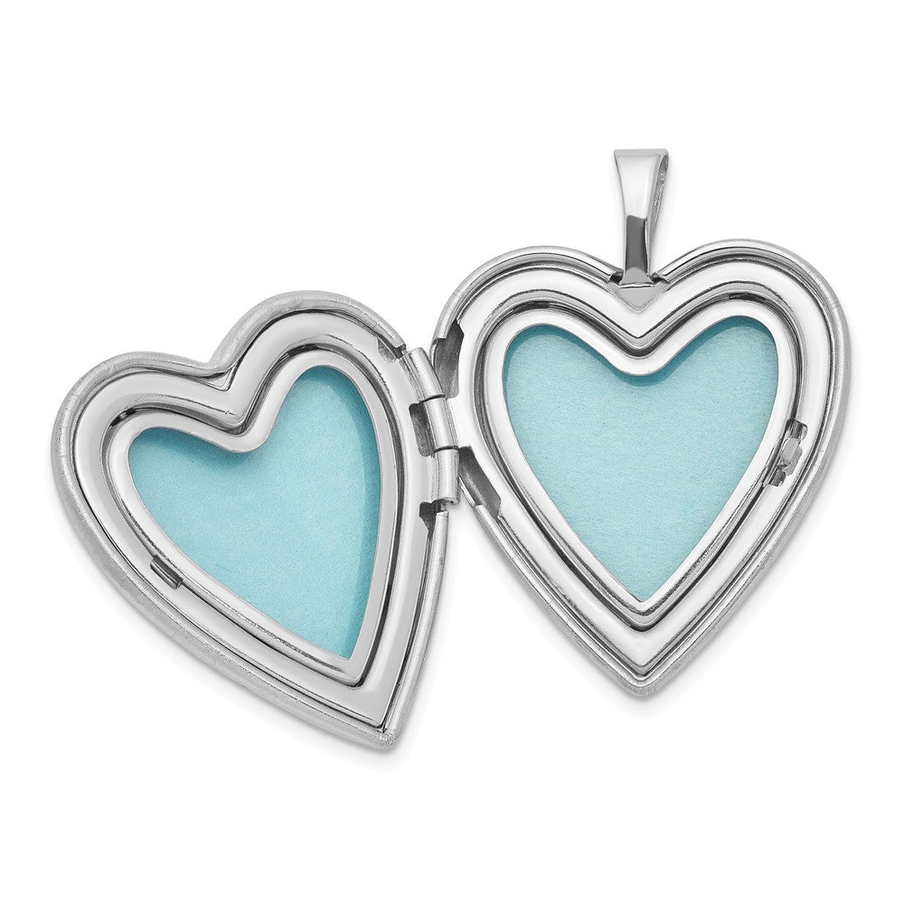 SS Rhod-plated Cross/Flowers Enamel Heart Locket & Pendant Necklace Set