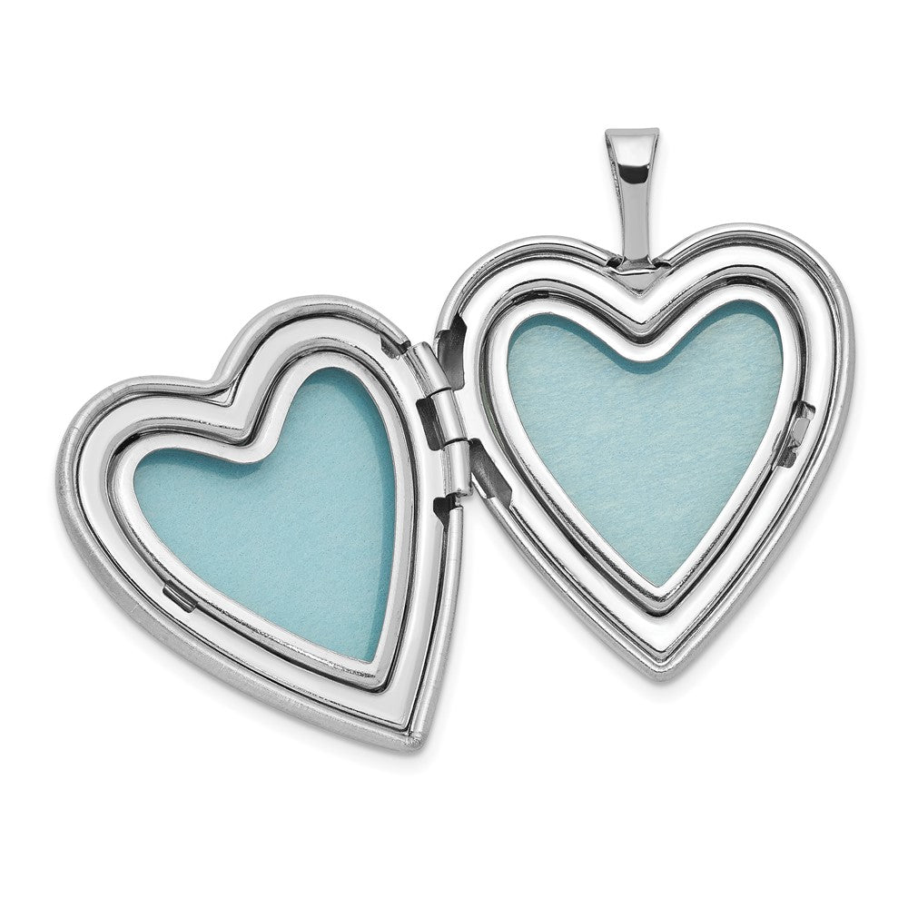Sterling Silver RH-plated Pol/Satin Enamel Butterfly Heart Locket & Pendant