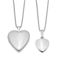 Sterling Silver Rhodium-plated Polished/Satin Heart Locket & Pendant Set