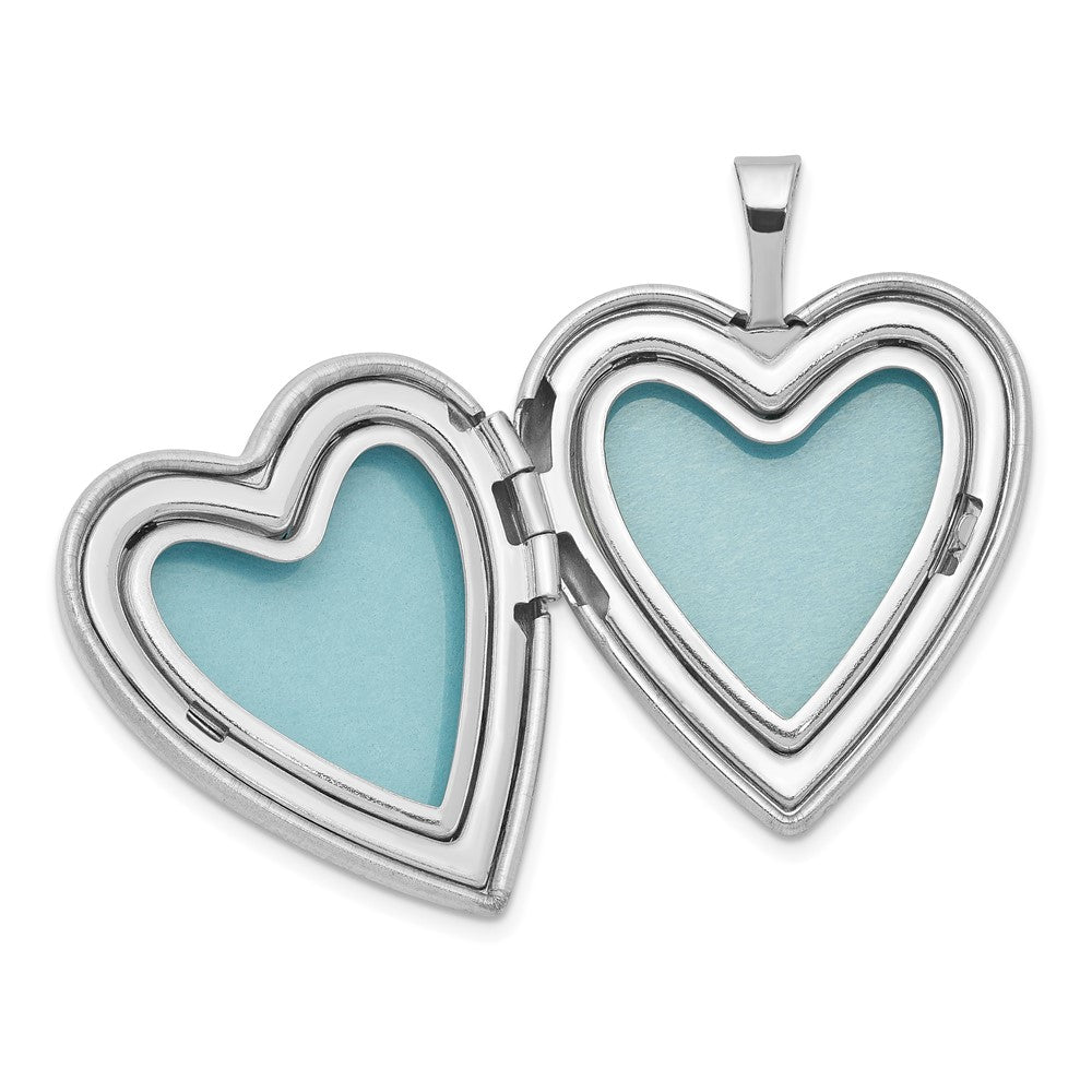 Sterling Silver RH-plated Pol/Satin Butterfly Heart Locket & Pendant Set