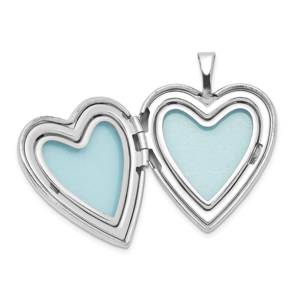 Sterling Silver Rhod-plated Polished Satin Hand & Hearts Locket & Pendant
