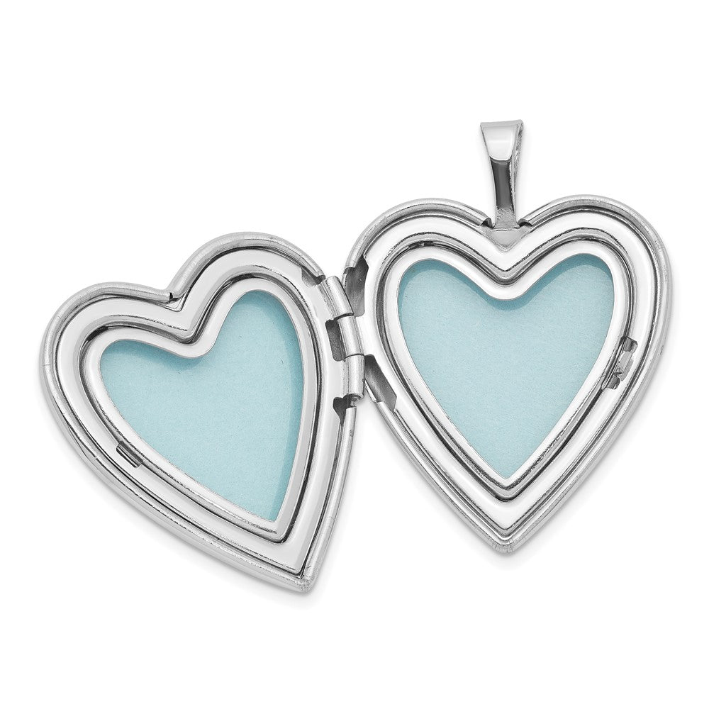 Sterling Silver Rhodium-plated Diamond Polished Heart Locket & Pendant Set