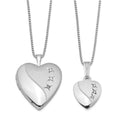 Sterling Silver Rhodium-plated Diamond Pol/Satin Heart Locket & Pendant Set