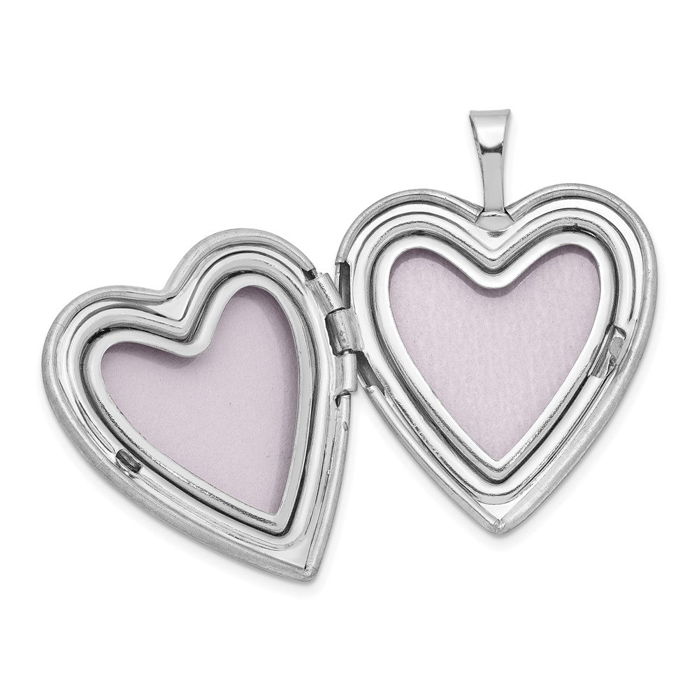 Sterling Silver RH-plated Pol/Satin Butterfly Heart Locket & Pendant Set