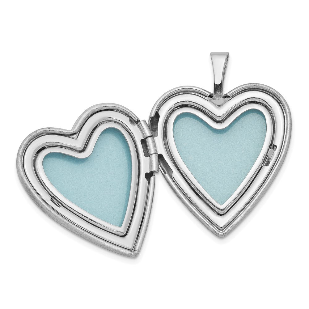 SS RH-plated Satin Forever in My Heart Locket & Pendant Necklace Set