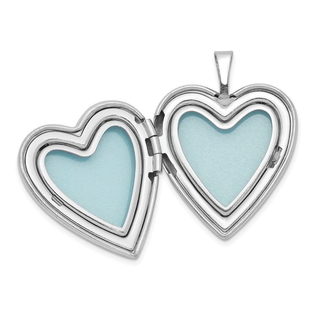 Sterling Silver RH-plated Polished Swirl Design Heart Locket & Pendant Set