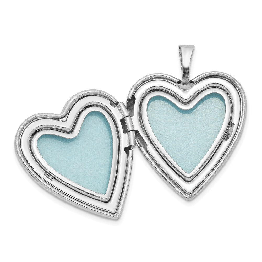 Sterling Silver RH-plated Polished Swirl Design Heart Locket & Pendant Set