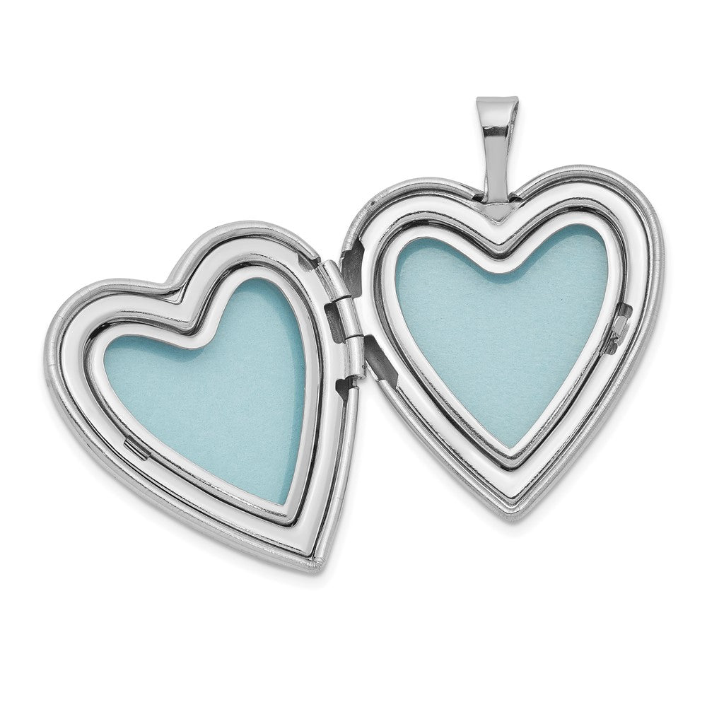 Sterling Silver RH-plated Diamond Polished Heart Locket & Pendant Set