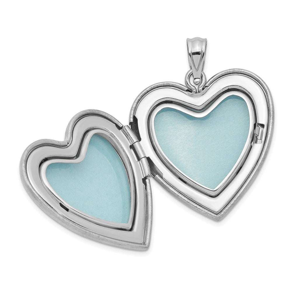 Sterling Silver RH-plated Enamel Rose I Love You Heart Locket & Pendant Set