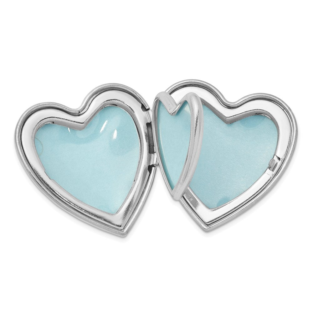 Sterling Silver RH-plated Satin/Polish Diamond 4 Photo Family Heart Locket