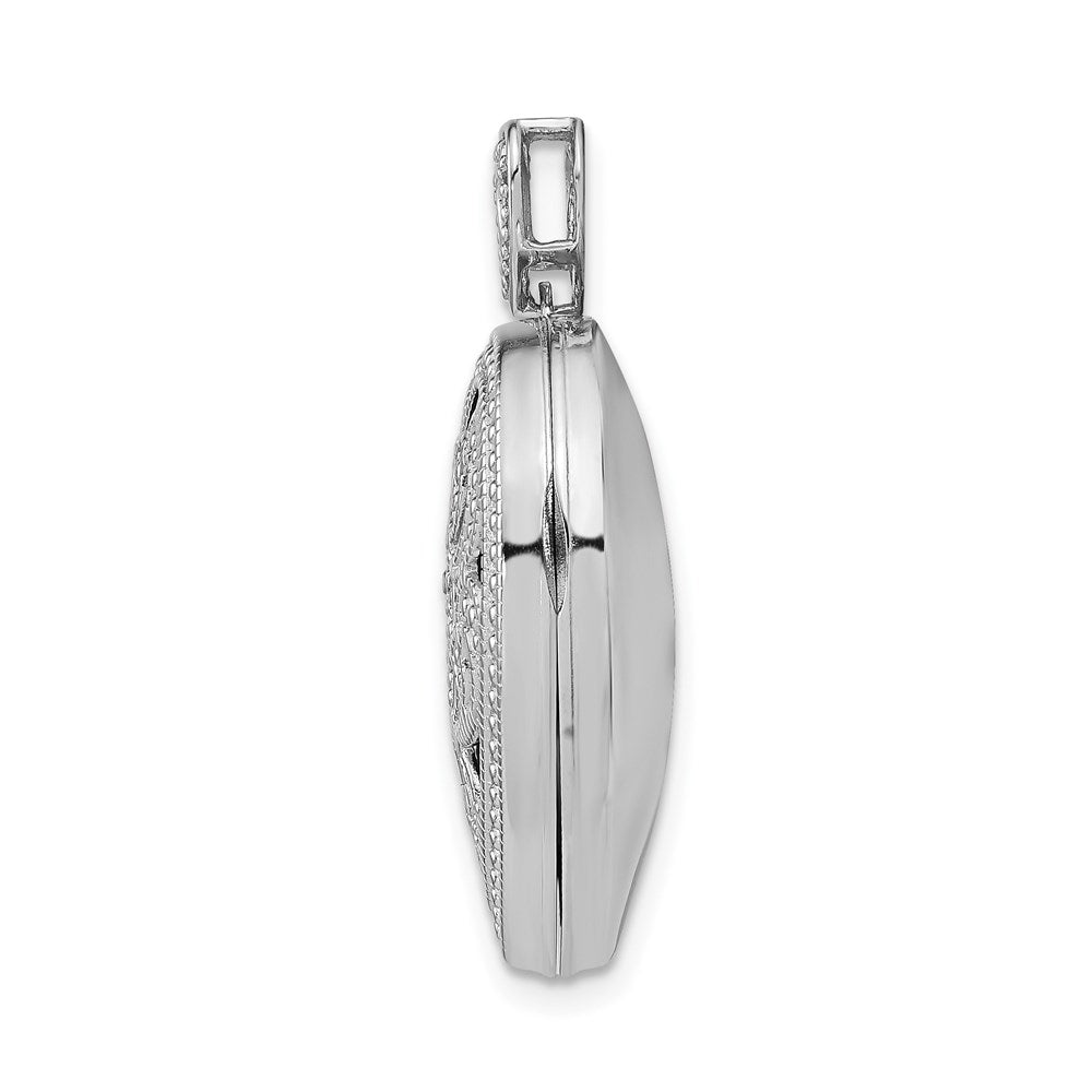Sterling Silver Rhodium-plated 24mm w/ Diamond Vintage Heart Locket