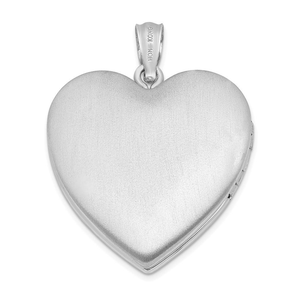 Sterling Silver Rhodium-plated Dove with Cross Heart Locket