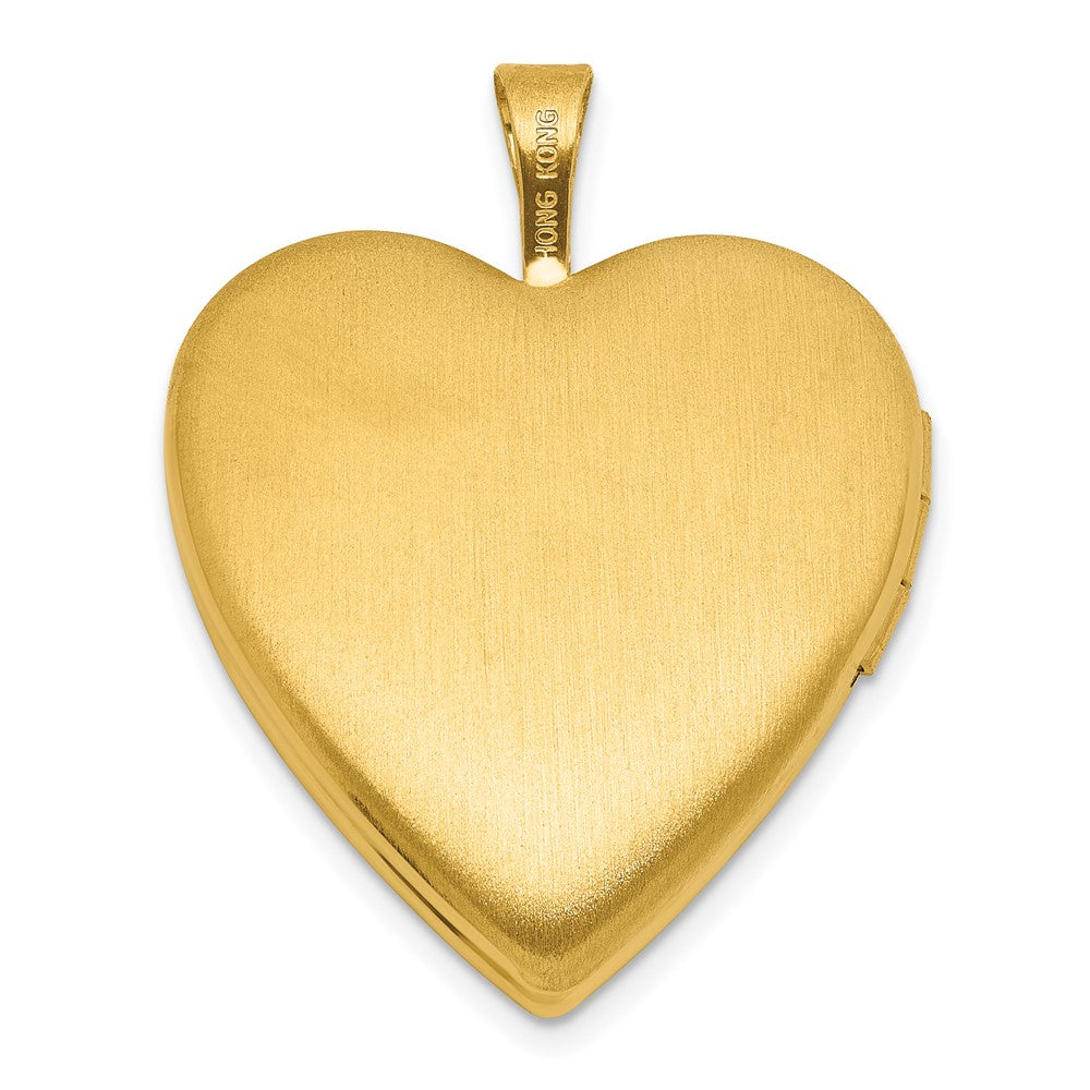 SS Gold-plated Brushed / Polished Pink Flower Resin Cameo 20mm Heart Locket