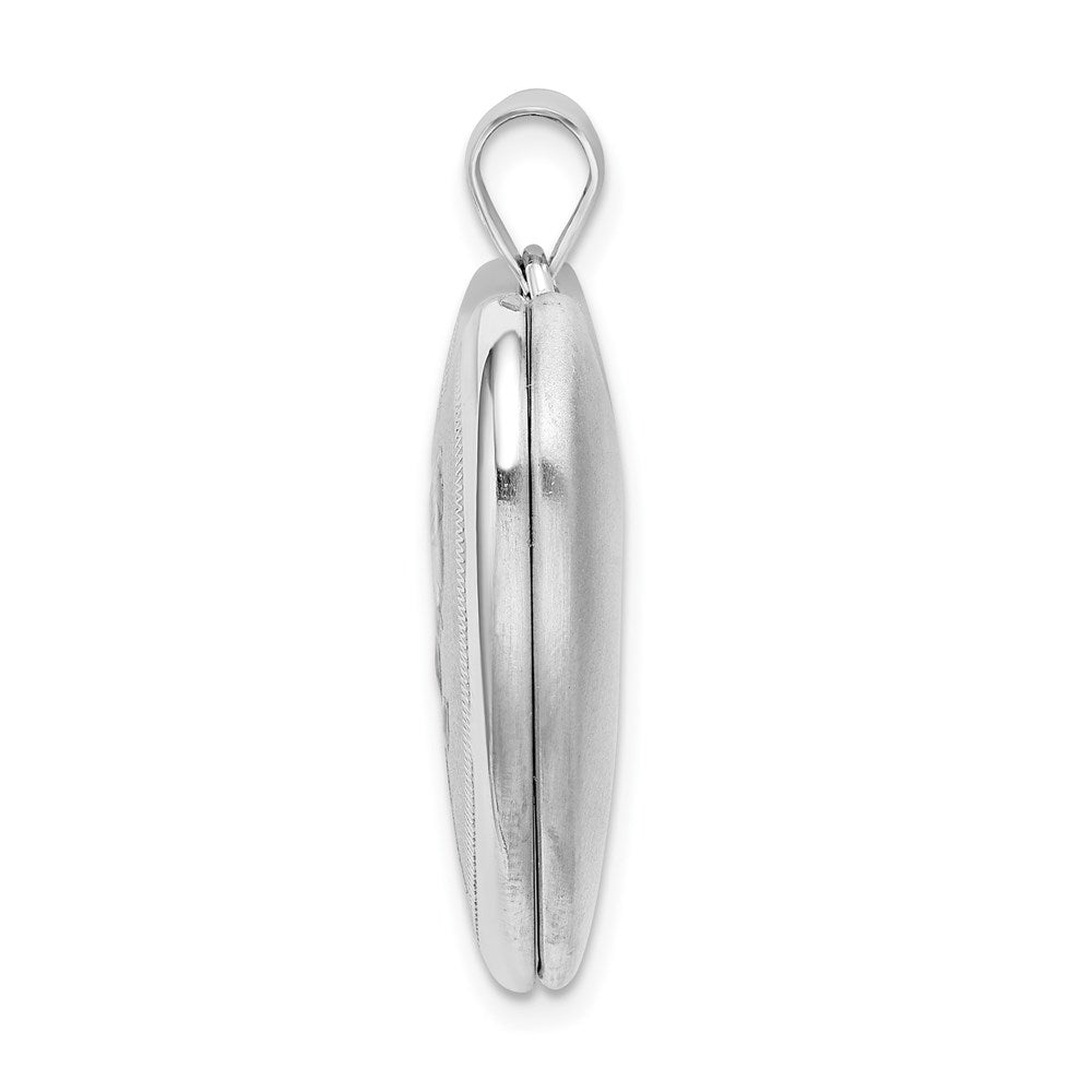 Sterling Silver Rhodium-plated 24mm Enameled Rose Ash Holder Heart Locket