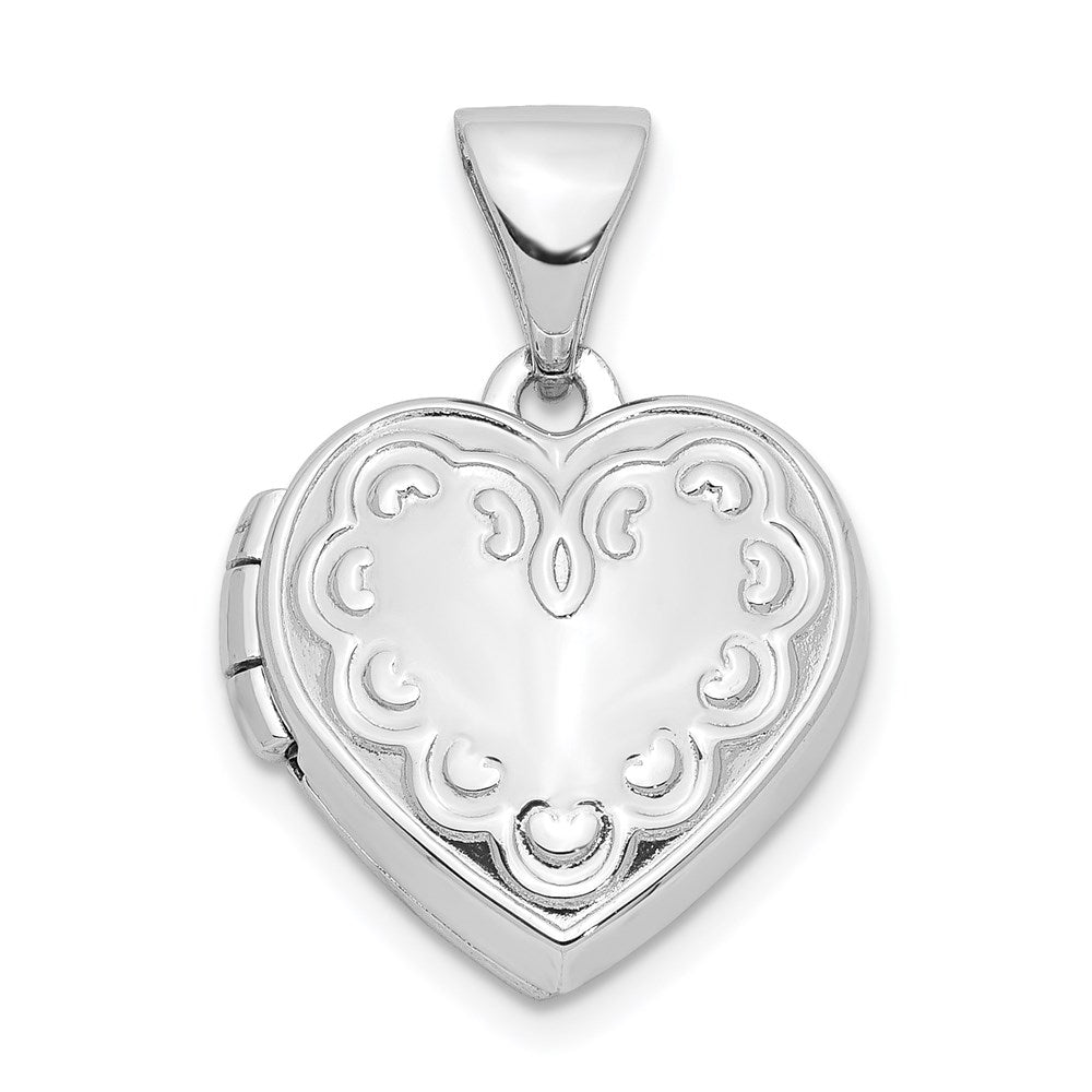 Sterling Silver Rhodium-plated 13mm Heart Locket