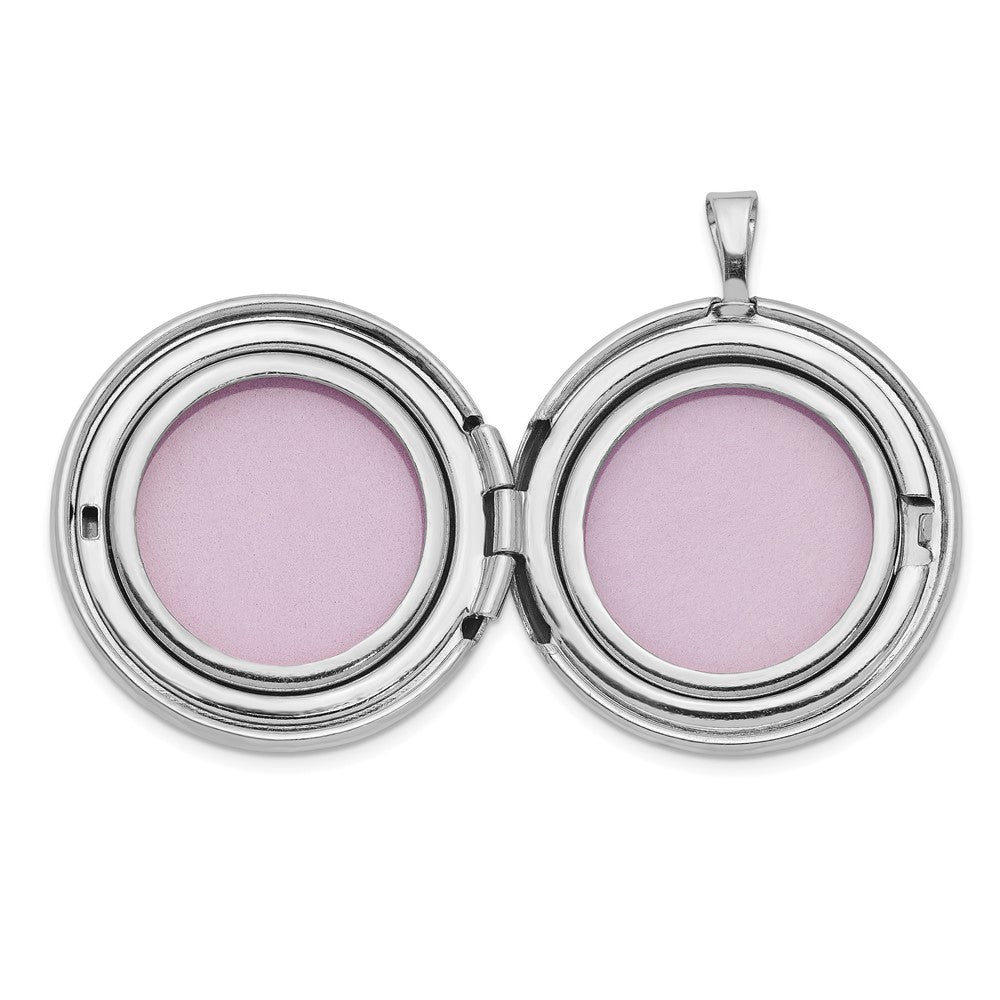 Sterling Silver Platinum-plated Tree Design Round Locket