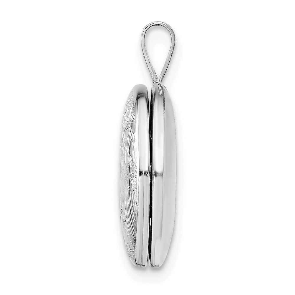 Sterling Silver Platinum-plated Round Tree Design Locket