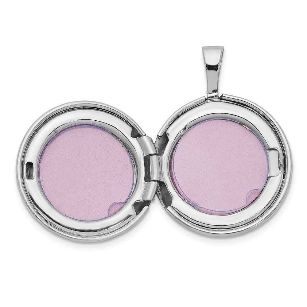 Sterling Silver Platinum-plated Round Tree Design Locket