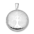Sterling Silver Platinum-plated Round Tree Design Locket