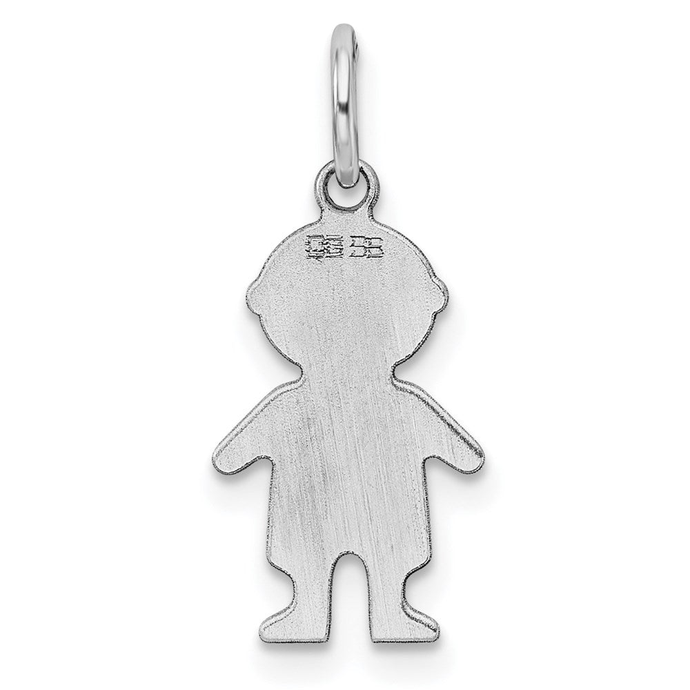 Sterling Silver Rh-plt Engravable Boy Polished Front/Back Disc Charm