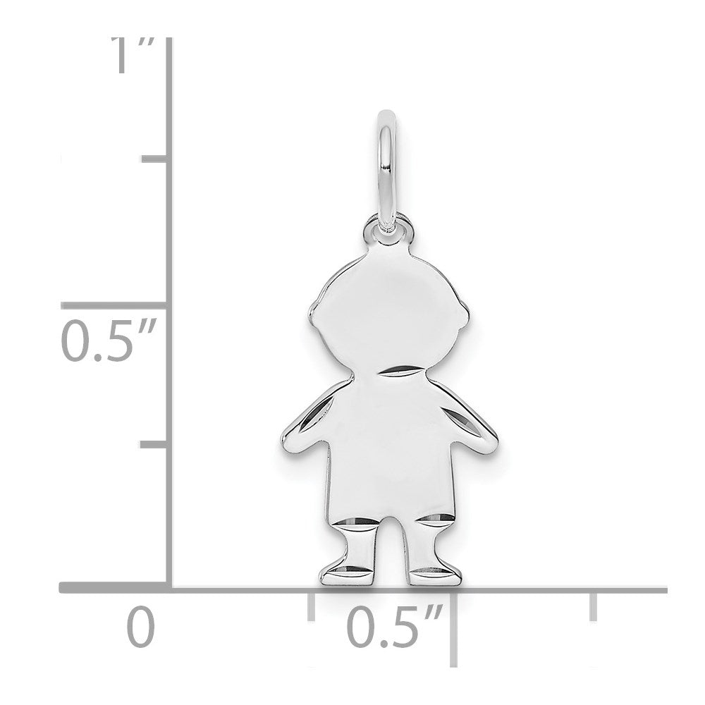 Sterling Silver Rh-plt Engravable Boy Polished Front/Back Disc Charm