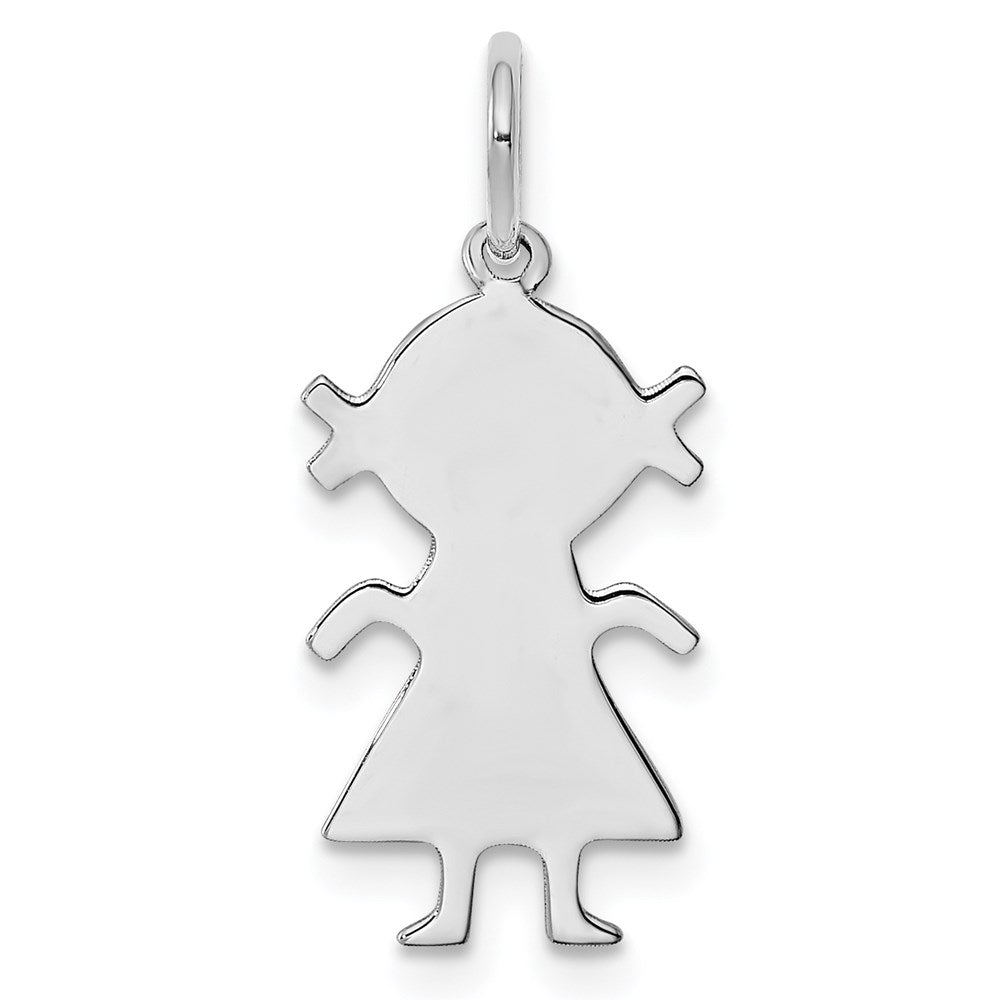 Sterling Silver Rhod-plated Eng. Girl Polished Front/Back Disc Charm