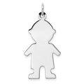 Sterling Silver Rhod-plated Eng. Boy Polished Front/Satin Back Disc Charm