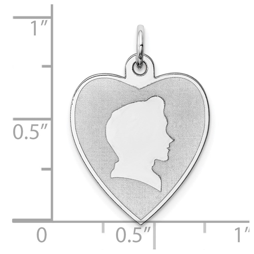 Sterling Silver Rhodium-plated Engravable Boy Disc Charm