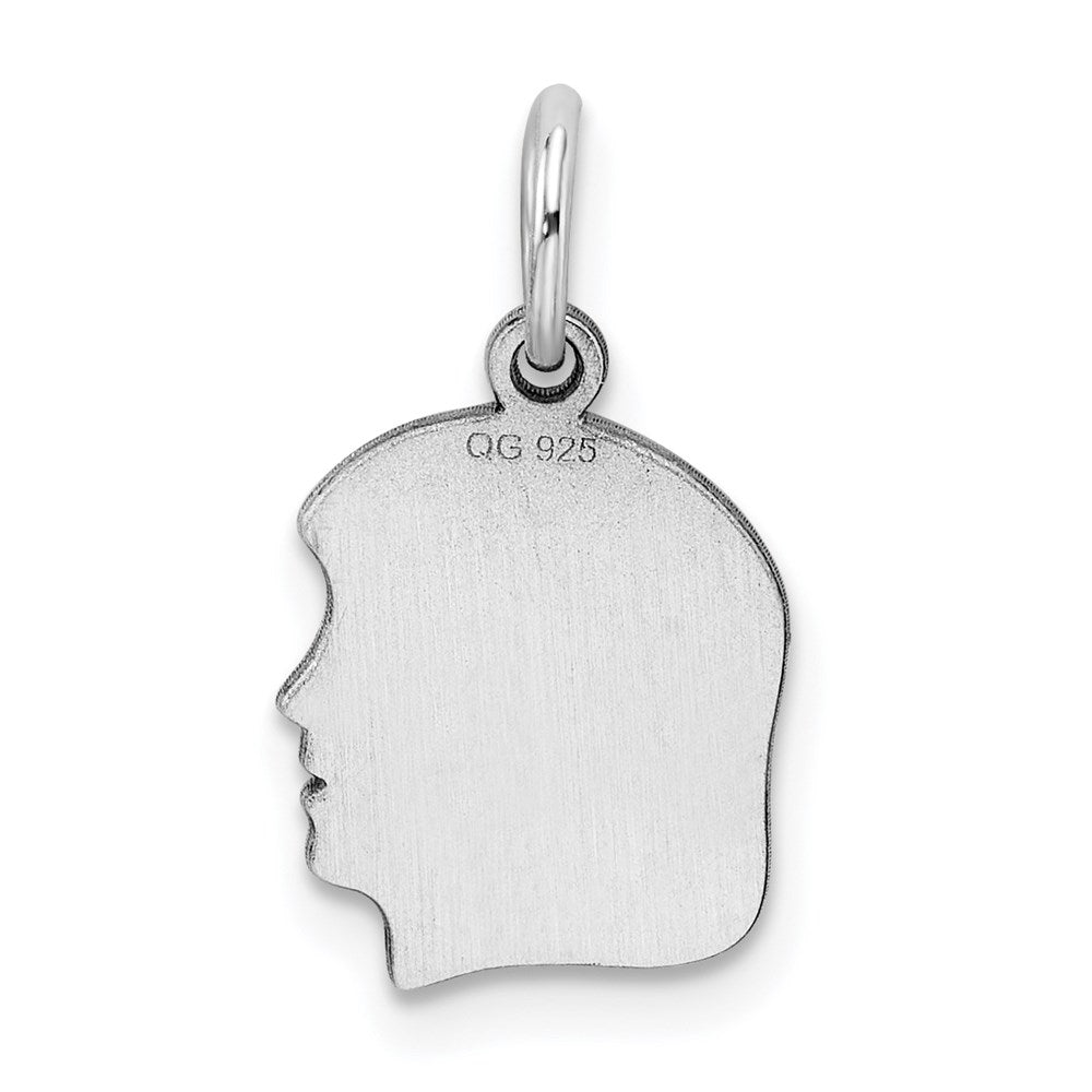 Sterling Silver Rh-plt Engravable Girl Disc Charm Polish on Front/Back