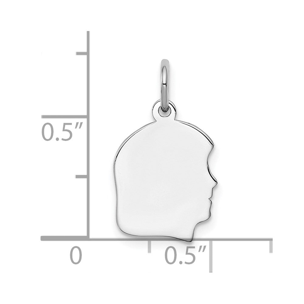 SSilver Rh-plt Engravable Girl Polished Front/Satin Back Disc Charm