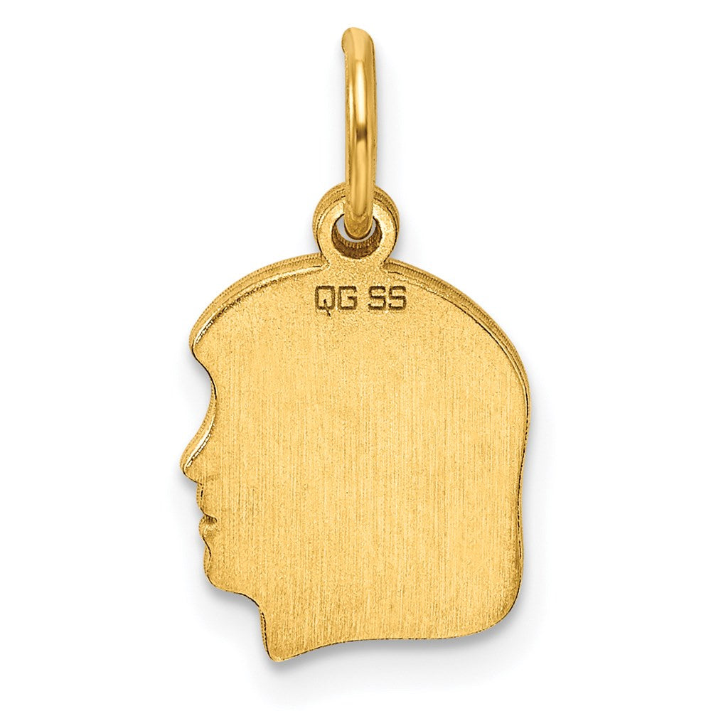 Sterling Silver GP Engravable Girl Polished Disc Charm