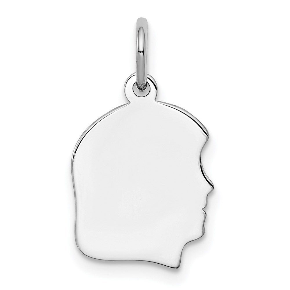 Sterling Silver Rh-plt Engravable Girl Disc Charm Polish on Front/Back