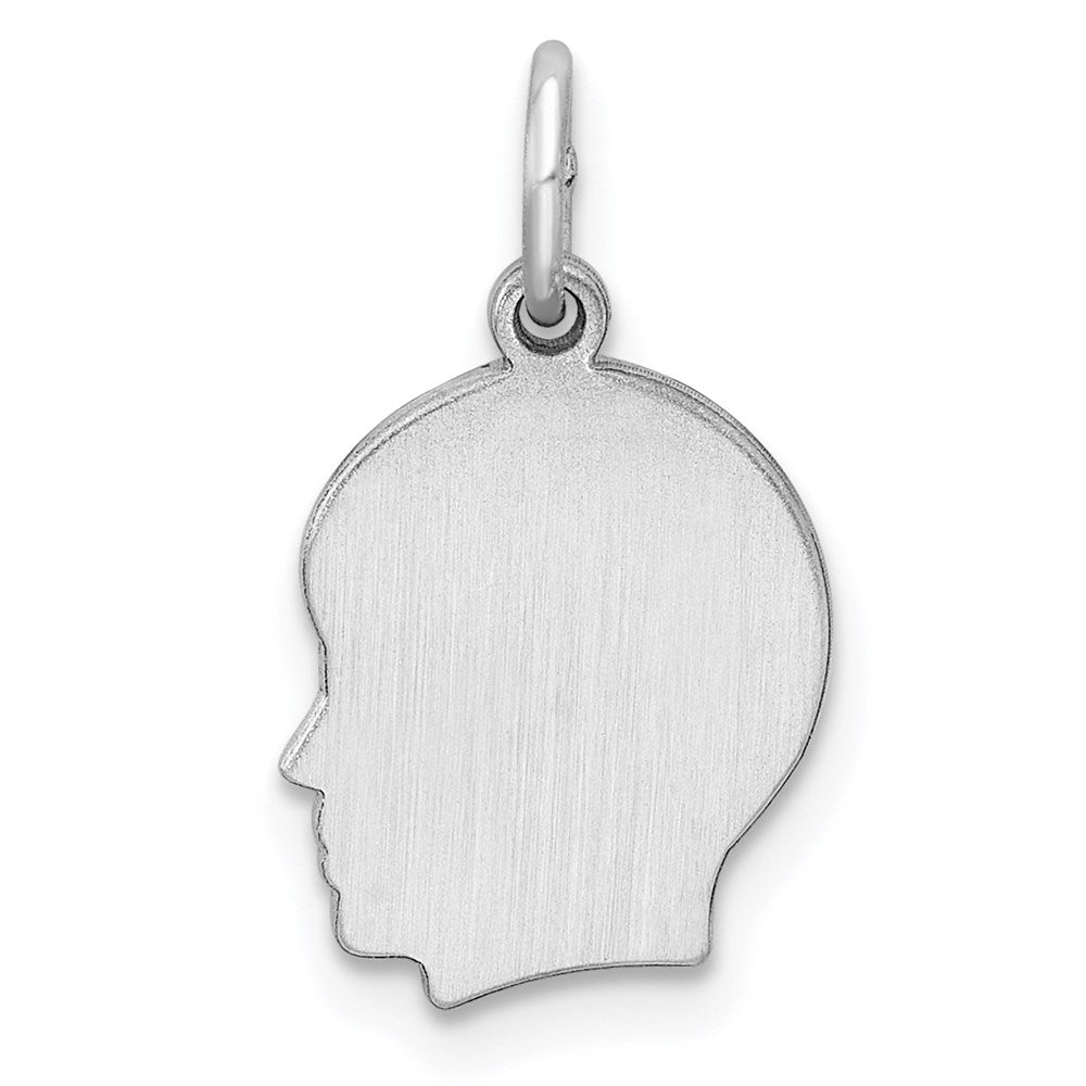 SSilver Rh-plt Engravable Boy Polished Front/Satin Back Disc Charm