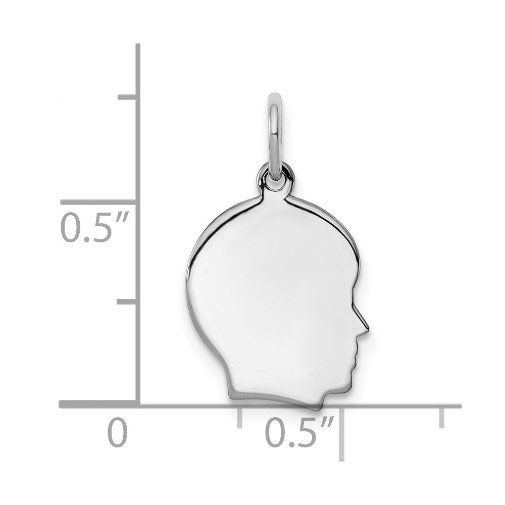SSilver Rh-plt Engravable Boy Polished Front/Satin Back Disc Charm