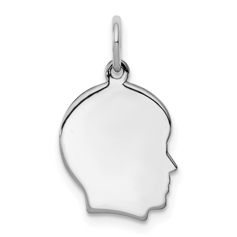 Sterling Silver Rh-plt Engravable Boy Disc Charm Polish on Front/Back