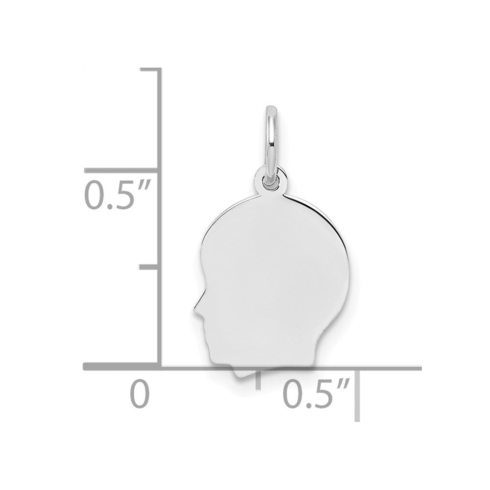SSilver Rh-plt Engravable Boy Polished Front/Satin Back Disc Charm