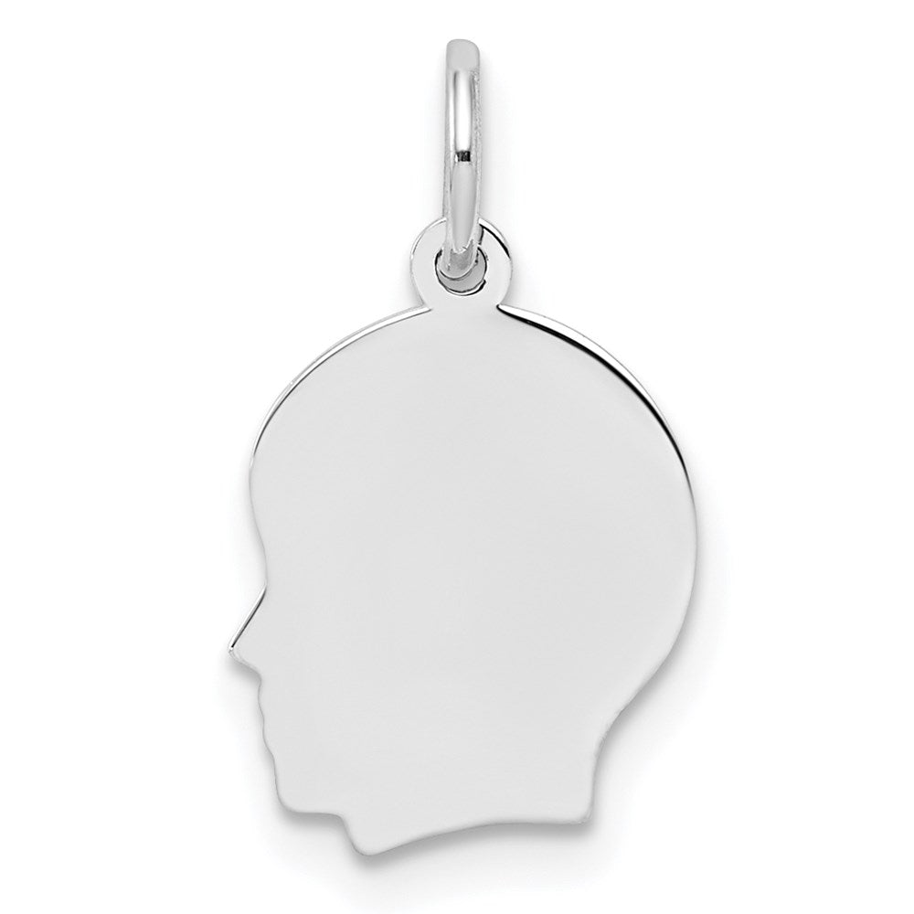 Sterling Silver Rh-plt Engravable Boy Disc Charm Polish on Front/Back