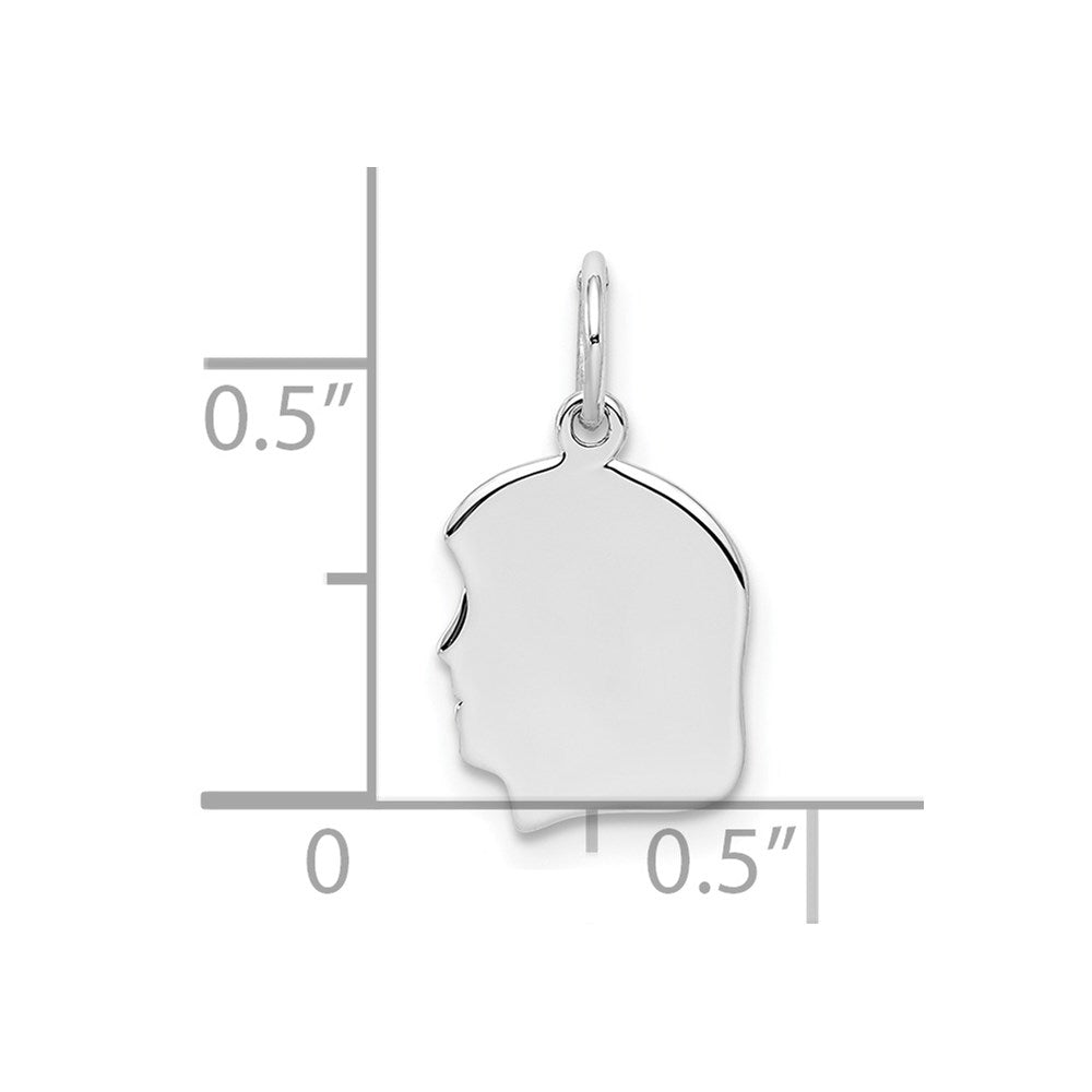 SSilver Rh-plt Engravable Girl Polished Front/Satin Back Disc Charm