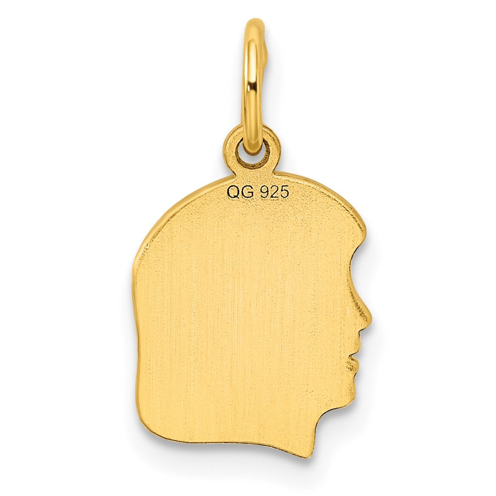 Sterling Silver GP Engravable Girl Polished Disc Charm