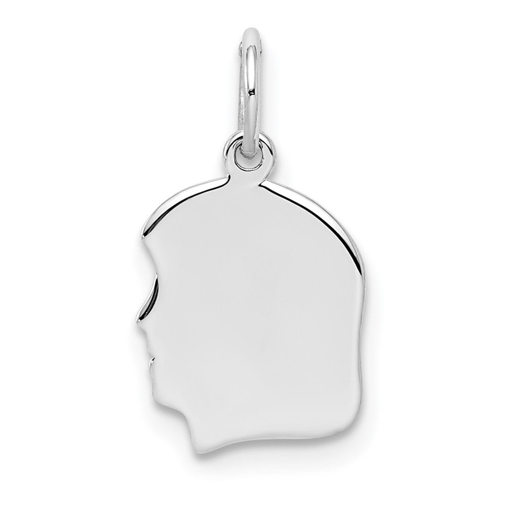 Sterling Silver Rh-plt Engravable Girl Disc Charm Polish on Front/Back
