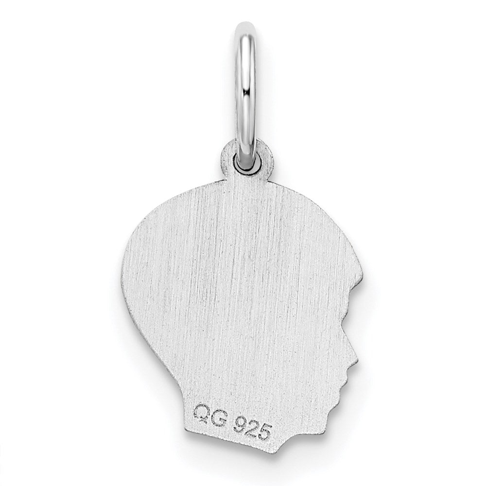 SSilver Rh-plt Engravable Boy Polished Front/Satin Back Disc Charm