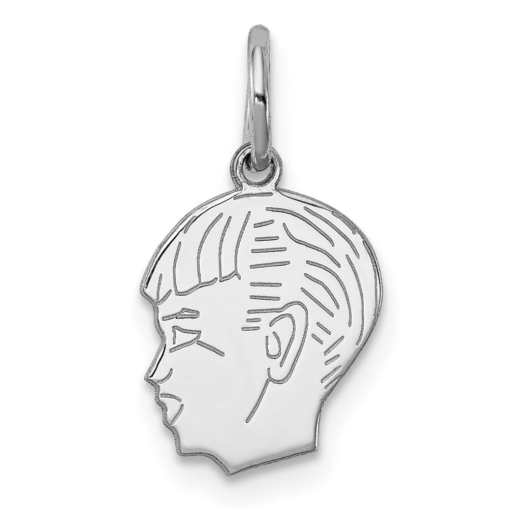 SSilver Rh-plt Engravable Boy Polished Front/Satin Back Disc Charm