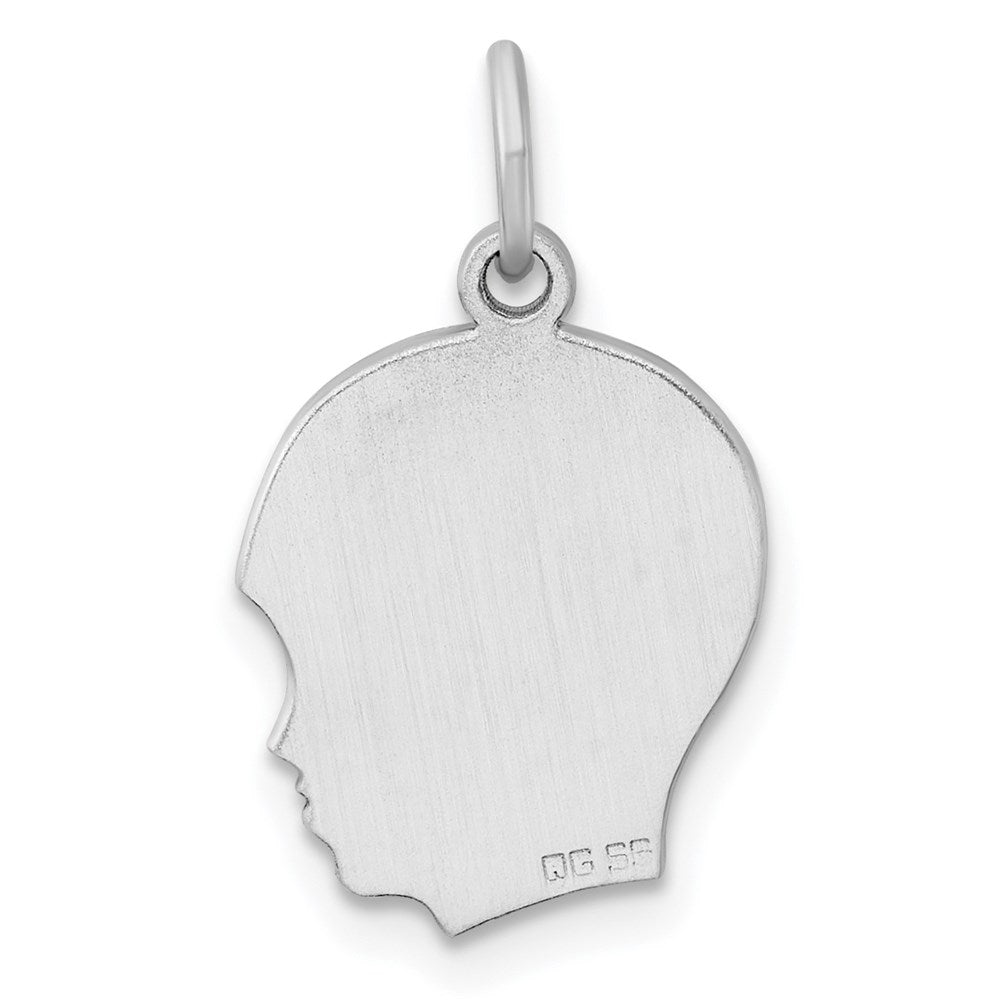 Sterling Silver Rh-plt Engravable Boy Disc Charm Polish on Front/Back