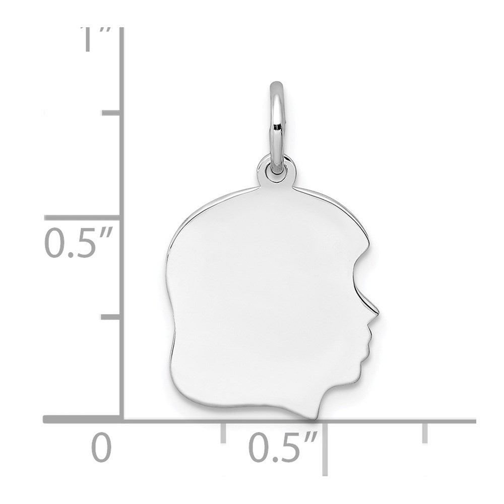 SSilver Rh-plt Engravable Girl Polished Front/Satin Back Disc Charm