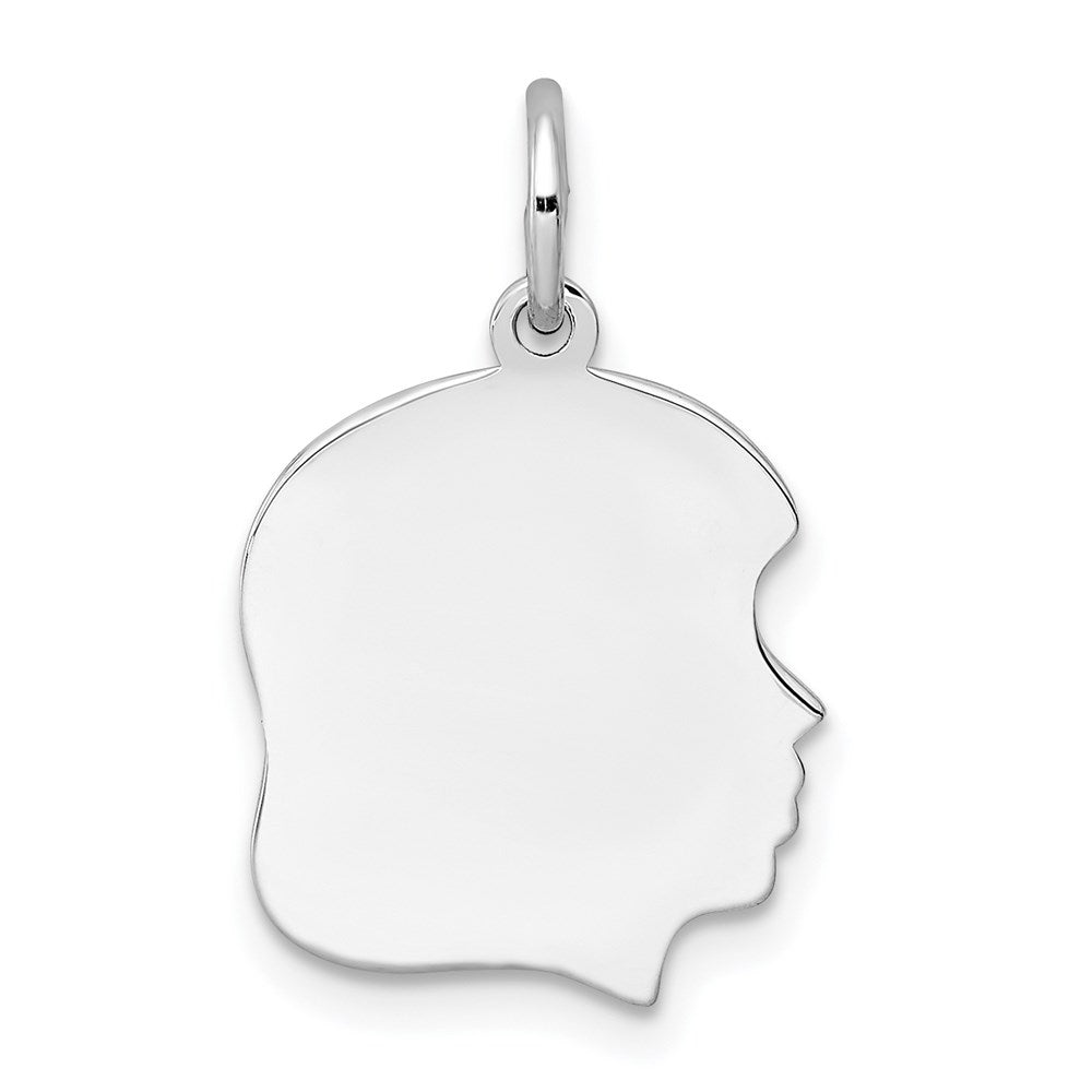 SSilver Rh-plt Engravable Girl Polished Front/Satin Back Disc Charm