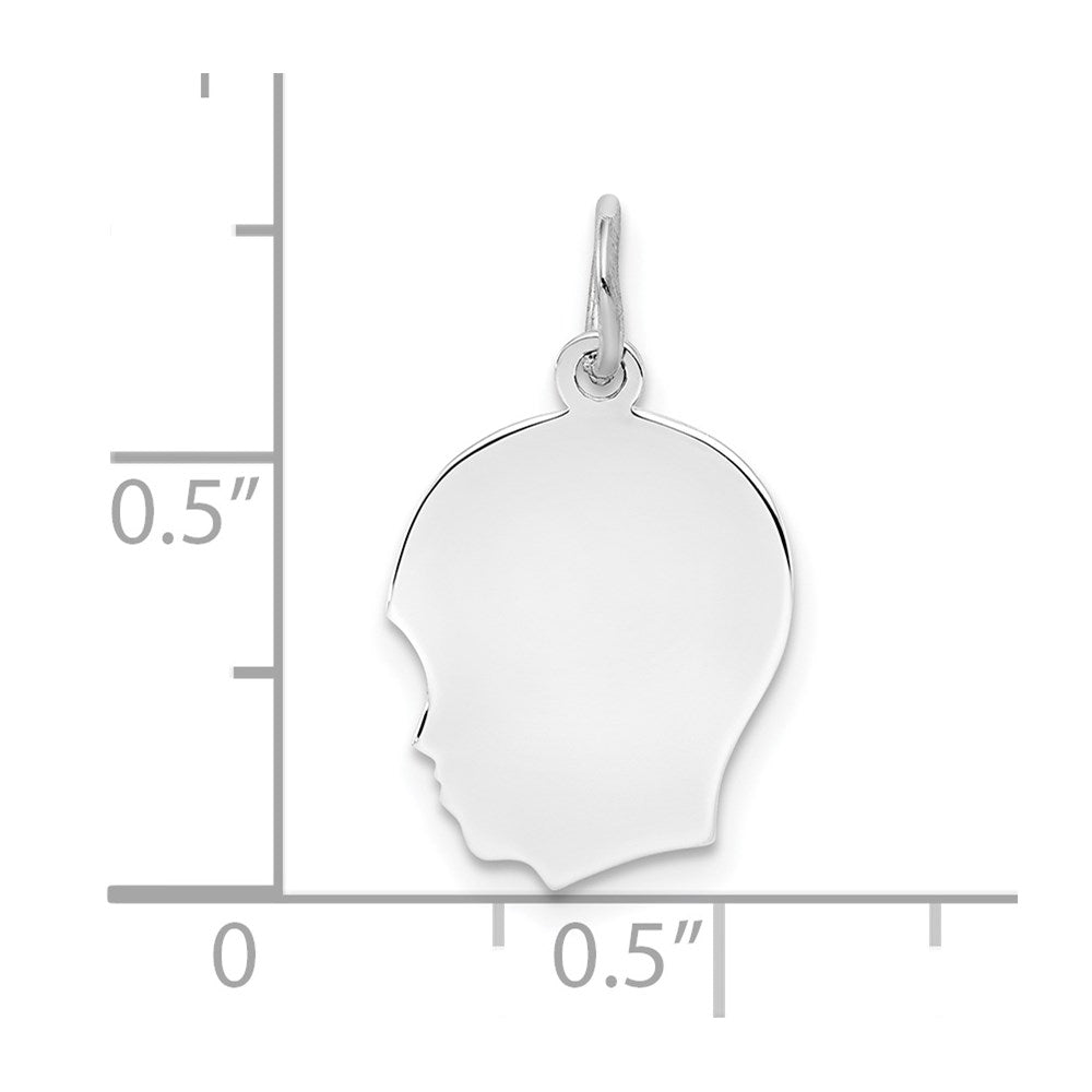 SSilver Rh-plt Engravable Boy Polished Front/Satin Back Disc Charm