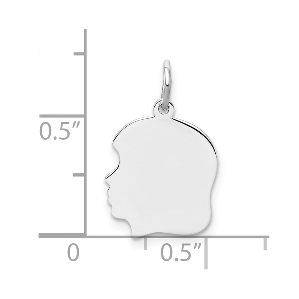 SSilver Rh-plt Engravable Girl Polished Front/Satin Back Disc Charm