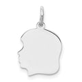 SSilver Rh-plt Engravable Girl Polished Front/Satin Back Disc Charm
